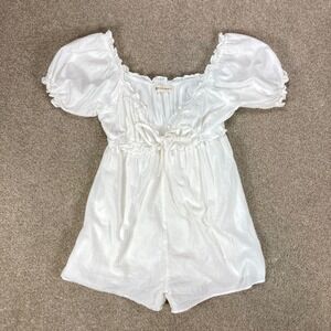 The Impeccable Pig Romper Jumpsuit Women S White Puff Sleeve Coquette Fairycore